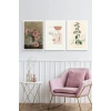 Çiçek Üçlü Ahşap Çerçeveli Tablo 50 x 70