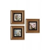 Çiçekler 3 lü Set Çerçeveli Taş Tablo 20 cm