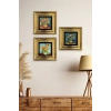 Çiçekler 3 lü Set Çerçeveli Taş Tablo 20 cm