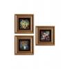 Çiçekler 3 lü Set Çerçeveli Taş Tablo 20 cm