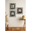 Çiçekler 3 lü Set Çerçeveli Taş Tablo 20 cm