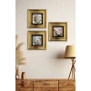 Çiçekler 3 lü Set Çerçeveli Taş Tablo 20 cm
