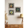 Çiçekler 3 lü Set Çerçeveli Taş Tablo 20 cm