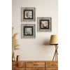 Çiçekler 3 lü Set Çerçeveli Taş Tablo 20 cm
