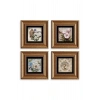 Çiçekler 4 lü Set Çerçeveli Taş Tablo 20 cm