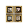 Çiçekler 4 lü Set Çerçeveli Taş Tablo 20 cm