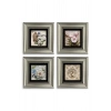 Çiçekler 4 lü Set Çerçeveli Taş Tablo 20 cm