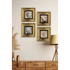 Çiçekler 4 lü Set Çerçeveli Taş Tablo 20 cm