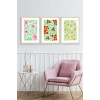 Çiçekler Üçlü Ahşap Çerçeveli Tablo 40 x 60