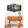 Çiçekler ve Gece 5 Parçalı Mdf Tablo 60 x 100