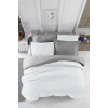 Двуспальный комплект постельного белья с простыней на резинке Премиум Four Season белый серый