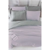 Double Bed Fitted Sheet Duvet Cover Set Cotton Four Season Lilac Grey