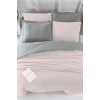Двуспальный комплект с простыней на резинке и пододеяльником из хлопка Four Season цвет пудра серый