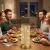 Dalgalı Silindirik Kristal Çizgili Model LED Masa Lambası – Gold Tabanlı, Dokunmatik, 3 Renk Işık Modlu, Şarjlı Modern Dekoratif Gece Lambası (5365)