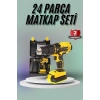 Darbeli Matkap Seti 24 Parça Çift Bataryalı Led Işıklı