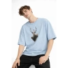 Deer - Oversize Erkek Tişört Bebek Mavisi