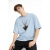 Deer - Oversize Erkek Tişört Bebek Mavisi