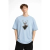 Deer - Oversize Erkek Tişört Bebek Mavisi