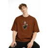 Deer - Oversize Erkek Tişört KAHVE