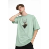 Deer - Oversize Erkek Tişört SU YESILI