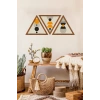 Dekoratif Üçgen Çerçeveli Ahşap Tablo Set 35 x 40