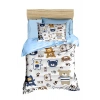 Digital Printed 3D Cotton Newborn Baby Bedding Set Bear Toy Blue