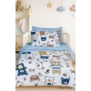Digital Printed 3D Cotton Newborn Baby Bedding Set Bear Toy Blue