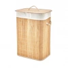 DİKDÖRTGEN BAMBU AHŞAP KİRLİ ÇAMAŞIR SEPETİ 40X30X60CM SEYYAR KAPAKLI İÇİ BEZLİ İP KULPLU (5365)