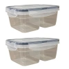 Durukar® 2 Compartment 0.45+0.45 Liter Locking Lid Food Storage Container LC-524