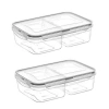 Durukar® 2 Compartment 1+1 Liter Lockable Lid Food Storage Container LC-525