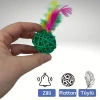 Durukar® 2li Rattan Renkli Peluş Tüy Kedi Köpek Oyuncak Yakalama Çiğneme Çıngıraklı Top Oyuncağı