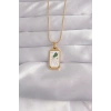 Durukar® 316L Çelik Gold Renk Beyaz Mineli Tarot Kolye