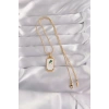 Durukar® 316L Çelik Gold Renk Beyaz Mineli Tarot Kolye
