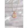 Durukar® 316L Çelik Gold Renk Karışık Mineli Ay Figür Tarot Kolye