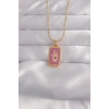 Durukar® 316L Çelik Gold Renk Mor Mineli El Figür Tarot Kolye