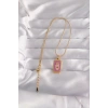 Durukar® 316L Çelik Gold Renk Mor Mineli El Figür Tarot Kolye