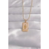 Durukar® 316L Çelik Gold Renk Pembe Mineli El Figür Tarot Kolye