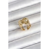 Durukar® 316L Çelik Gold Renk Yelpaze Model Kadın Yüzük