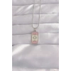Durukar® 316L Çelik Gümüş Renk Pembe Mineli Ay Figür Tarot Kolye