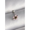 Durukar® 316L Çelik Gümüş Renk Zirkon Taşlı Çiçek Tragus Piercing