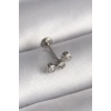 Durukar® 316L Çelik Gümüş Renk Zirkon Taşlı Tragus Piercing