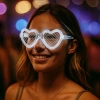 Durukar® Beyaz LED Işıklı Kalp Gözlük – 3 Modlu Parti & Glow Gözlüğü