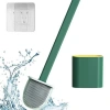 Wall-Mountable Toilet Brush Set with Lid and Soft Silicone Head