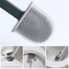 Wall-Mountable Lid Hanging Toilet Brush Set with Soft Silicone Head