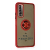 Durukar®  Huawei P Smart 2021 Kılıf Montreal Yüzüklü Silikon Kapak - Kırmızı