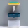 Durukar® Two-in-One Push Practical Liquid Soap Dispenser Pump and Dishwashing Sponge Holder