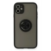 Durukar®   iPhone 11 Kılıf Montreal Yüzüklü Silikon Kapak - Siyah
