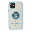 Durukar®  iPhone 12 Kılıf Montreal Yüzüklü Silikon Kapak - Buz Mavi
