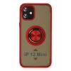 Durukar®  iPhone 12 Kılıf Montreal Yüzüklü Silikon Kapak - Kırmızı