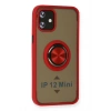 Durukar®  iPhone 12 Kılıf Montreal Yüzüklü Silikon Kapak - Kırmızı